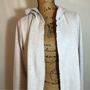 Women's Wrap Jacket Heathered Core Light Grey Open Front Hooded Med Warm Cozy